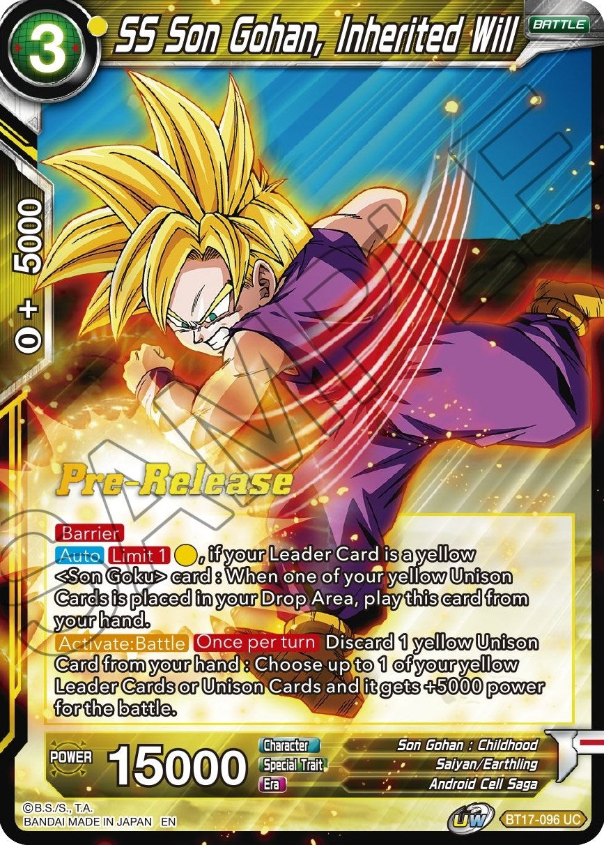 Image for SS Son Gohan, Inherited Will (Ultimate Squad Pre-Release Cards) (BT17-096) - Dragon Ball Super: Masters