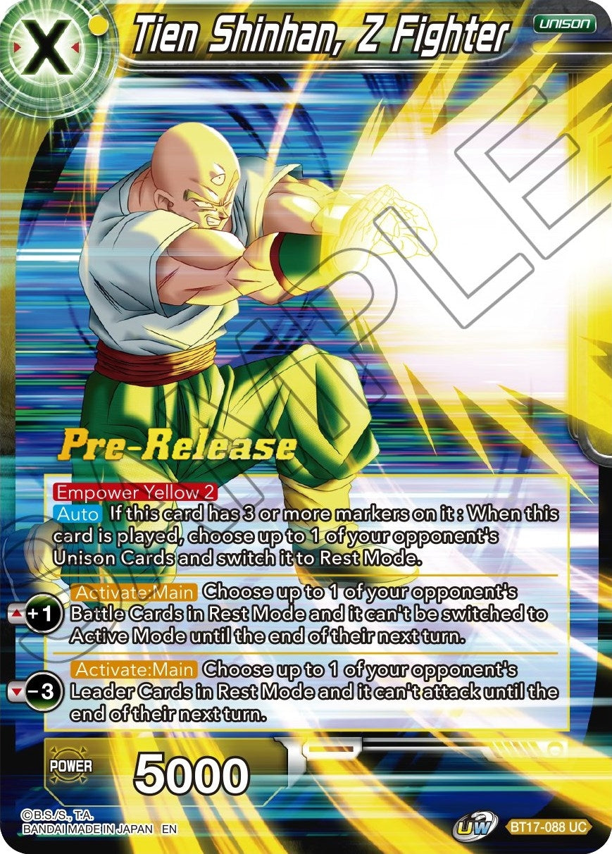 Image for Tien Shinhan, Z Fighter (Ultimate Squad Pre-Release Cards) (BT17-088) - Dragon Ball Super: Masters