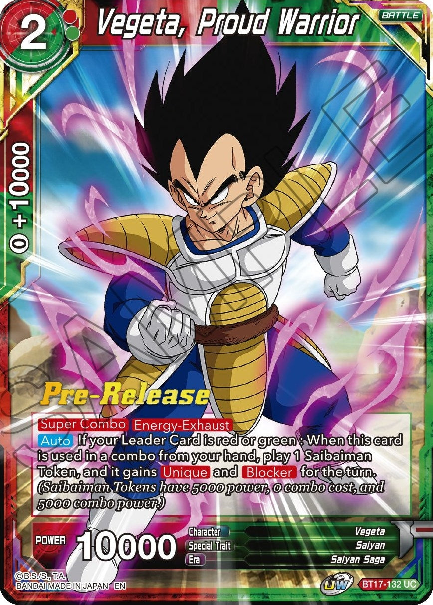 Image for Vegeta, Proud Warrior (Ultimate Squad Pre-Release Cards) (BT17-132) - Dragon Ball Super: Masters