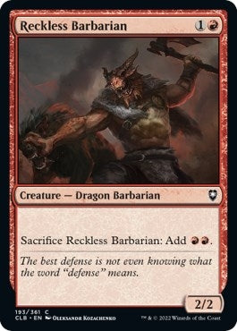 Image for Reckless Barbarian (Commander Legends: Battle for Baldur's Gate) (193) - Magic: The Gathering