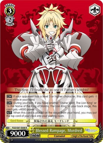 Image for Blessed Rampage, Mordred (Fate/Grand Order THE MOVIE Divine Realm of the Round Table: Camelot) (FGO/S87-E008 R) - Weiss Schwarz