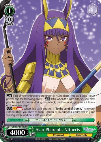 Image for As a Pharaoh, Nitocris (SR) (Fate/Grand Order THE MOVIE Divine Realm of the Round Table: Camelot) (FGO/S87-E033S SR) - Weiss Schwarz