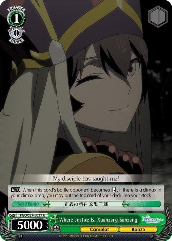 Image for Where Justice Is, Xuanzang Sanzang (Fate/Grand Order THE MOVIE Divine Realm of the Round Table: Camelot) (FGO/S87-E037 U) - Weiss Schwarz