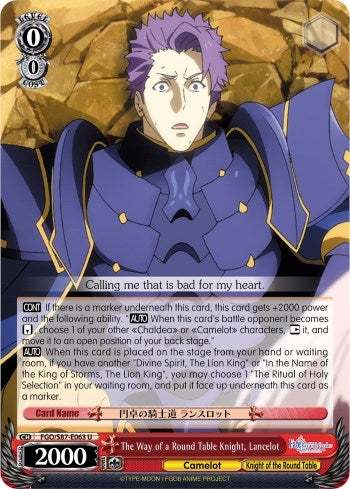 Image for The Way of a Round Table Knight, Lancelot (Fate/Grand Order THE MOVIE Divine Realm of the Round Table: Camelot) (FGO/S87-E063 U) - Weiss Schwarz