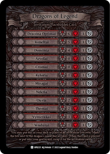 Image for Dragons of Legend Invocation Placeholder Card (Uprising) (UPR225) - Flesh and Blood TCG