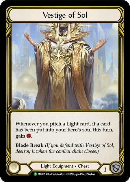 Image for Vestige of Sol (Golden) - FAB017 (Flesh and Blood: Promo Cards) (FAB017) - Flesh and Blood TCG
