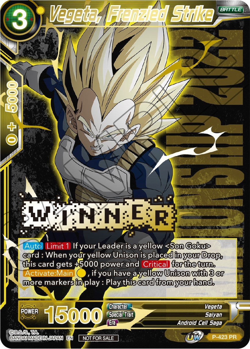 Image for Vegeta, Frenzied Strike (Championship Pack 2022 Vol.2) (Winner Gold Stamped) (Promotion Cards) (P-423) - Dragon Ball Super: Masters