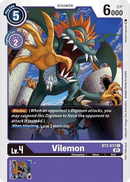 Image for Vilemon - BT2-072 (Tamer Party Vol. 4 Promo) (BT01-03A) (BT2-072 C) - Digimon Card Game
