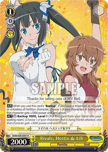 Image for Rivals, Hestia & Lili (Is it Wrong to Try to Pick Up Girls in a Dungeon?) (DDM/S88-E007 R) - Weiss Schwarz
