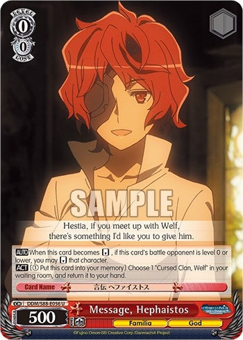 Image for Message, Hephaistos (Is it Wrong to Try to Pick Up Girls in a Dungeon?) (DDM/S88-E056 U) - Weiss Schwarz