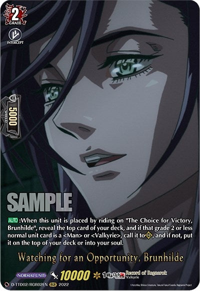 Image for Watching for an Opportunity, Brunhilde (RGR) (D-TTD02: Record of Ragnarok) (D-TTD02/RGR02EN) - Cardfight Vanguard
