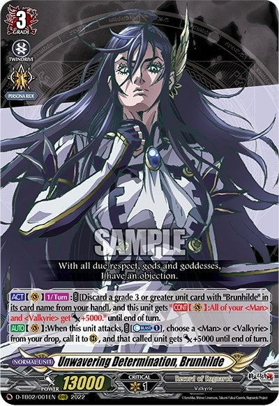 Image for Unwavering Determination, Brunhilde (D-TB02: Record of Ragnarok) (D-TB02/001EN) - Cardfight Vanguard