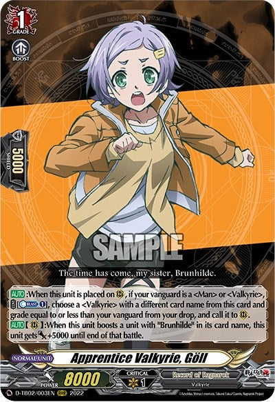 Image for Apprentice Valkyrie, Goll (D-TB02: Record of Ragnarok) (D-TB02/003EN) - Cardfight Vanguard