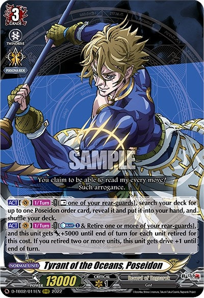 Image for Tyrant of the Oceans, Poseidon (D-TB02: Record of Ragnarok) (D-TB02/011EN) - Cardfight Vanguard