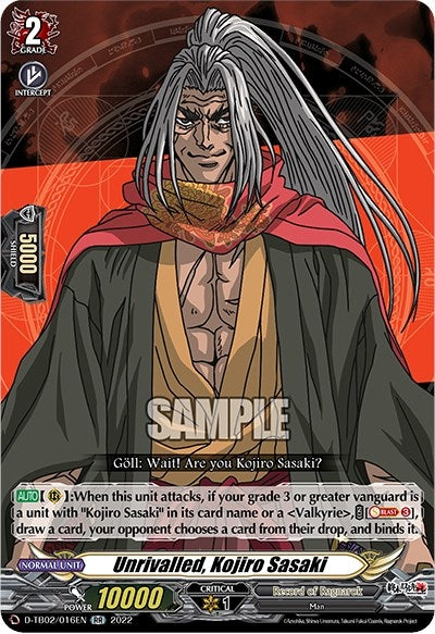 Image for Unrivalled, Kojiro Sasaki (D-TB02: Record of Ragnarok) (D-TB02/016EN) - Cardfight Vanguard
