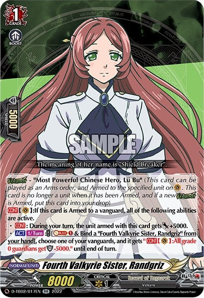 Image for Fourth Valkyrie Sister, Randgriz (D-TB02: Record of Ragnarok) (D-TB02/017EN) - Cardfight Vanguard