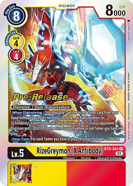 Image for RizeGreymon (X Antibody) (BT09_PR) (BT9-041 R) - Digimon Card Game