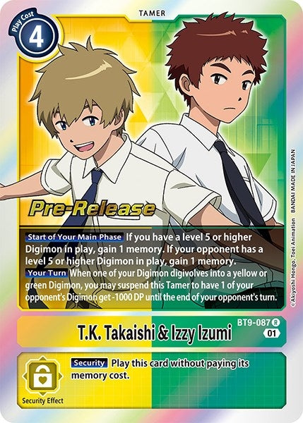 Image for T.K. Takaishi & Izzy Izumi (BT09_PR) (BT9-087 R) - Digimon Card Game