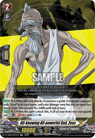 Image for All-knowing All-powerful God, Zeus (D-TB02: Record of Ragnarok) (D-TB02/021EN) - Cardfight Vanguard
