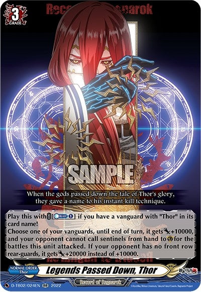Image for Legends Passed Down, Thor (D-TB02: Record of Ragnarok) (D-TB02/024EN) - Cardfight Vanguard