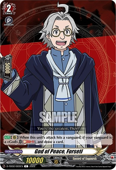 Image for God of Peace, Forseti (D-TB02: Record of Ragnarok) (D-TB02/069EN) - Cardfight Vanguard