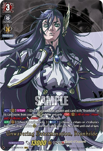 Image for Unwavering Determination, Brunhilde (RGR) (D-TB02: Record of Ragnarok) (D-TB02/RGR01EN) - Cardfight Vanguard