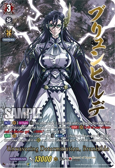 Image for Unwavering Determination, Brunhilde (SSP) (D-TB02: Record of Ragnarok) (D-TB02/SSP01EN) - Cardfight Vanguard
