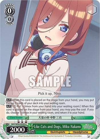 Image for Like Cats and Dogs, Miku Nakano (The Quintessential Quintuplets 2) (5HY/W90-E029 U) - Weiss Schwarz