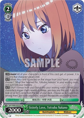 Image for Sisterly Love, Yotsuba Nakano (SR) (The Quintessential Quintuplets 2) (5HY/W90-E033S SR) - Weiss Schwarz
