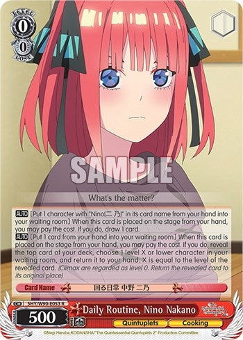 Image for Daily Routine, Nino Nakano (The Quintessential Quintuplets 2) (5HY/W90-E053 R) - Weiss Schwarz