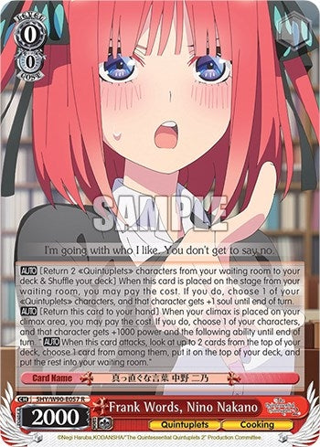 Image for Frank Words, Nino Nakano (The Quintessential Quintuplets 2) (5HY/W90-E057 R) - Weiss Schwarz