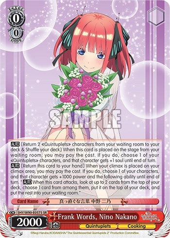 Image for Frank Words, Nino Nakano (SR) (The Quintessential Quintuplets 2) (5HY/W90-E057S SR) - Weiss Schwarz