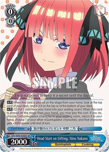 Image for Head Start on Gifting, Nino Nakano (SR) (The Quintessential Quintuplets 2) (5HY/W90-E088S SR) - Weiss Schwarz