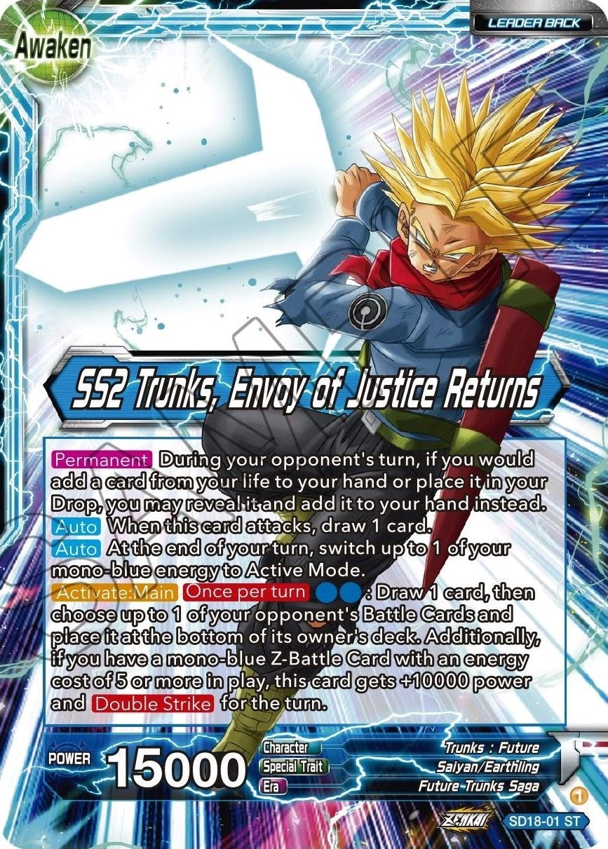 Image for Trunks // SS2 Trunks, Envoy of Justice Returns (Silver Foil) (Dawn of the Z-Legends) (SD18-01) - Dragon Ball Super: Masters