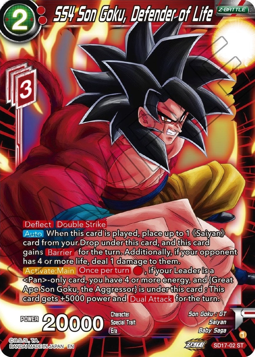 Image for SS4 Son Goku, Defender of Life (Silver Foil) (Dawn of the Z-Legends) (SD17-02) - Dragon Ball Super: Masters