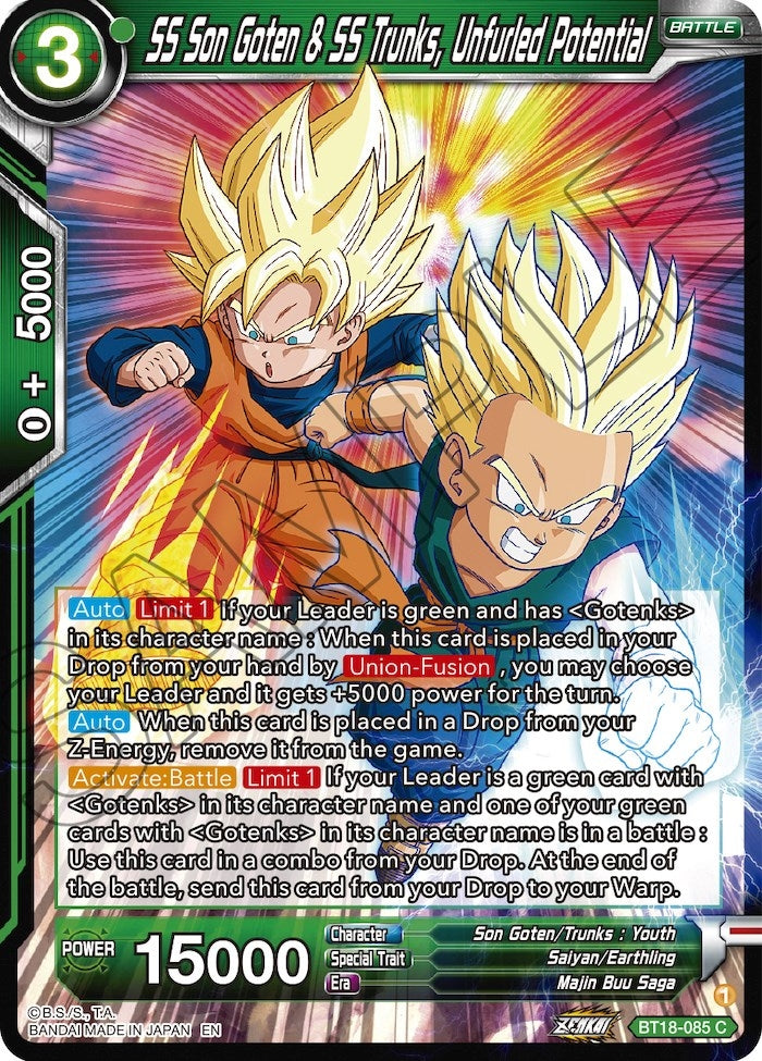 Image for SS Son Goten & SS Trunks, Unfurled Potential (Dawn of the Z-Legends) (BT18-085) - Dragon Ball Super: Masters