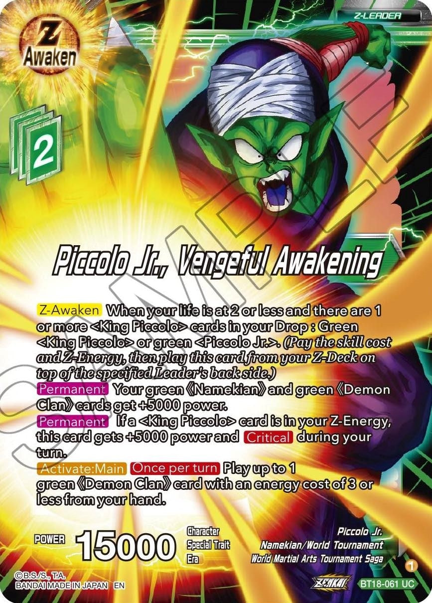 Image for Piccolo Jr., Vengeful Awakening (Dawn of the Z-Legends) (BT18-061) - Dragon Ball Super: Masters