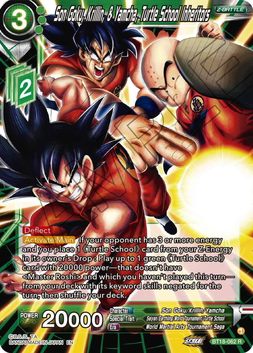 Image for Son Goku, Krillin, & Yamcha, Turtle School Inheritors (Dawn of the Z-Legends) (BT18-062) - Dragon Ball Super: Masters