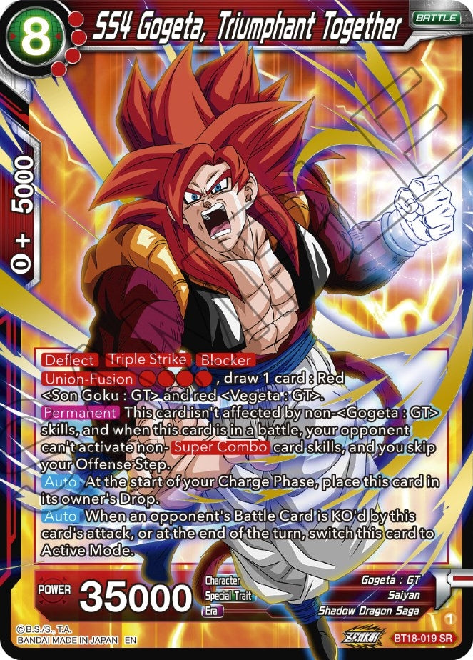 Image for SS4 Gogeta, Triumphant Together (Dawn of the Z-Legends) (BT18-019) - Dragon Ball Super: Masters