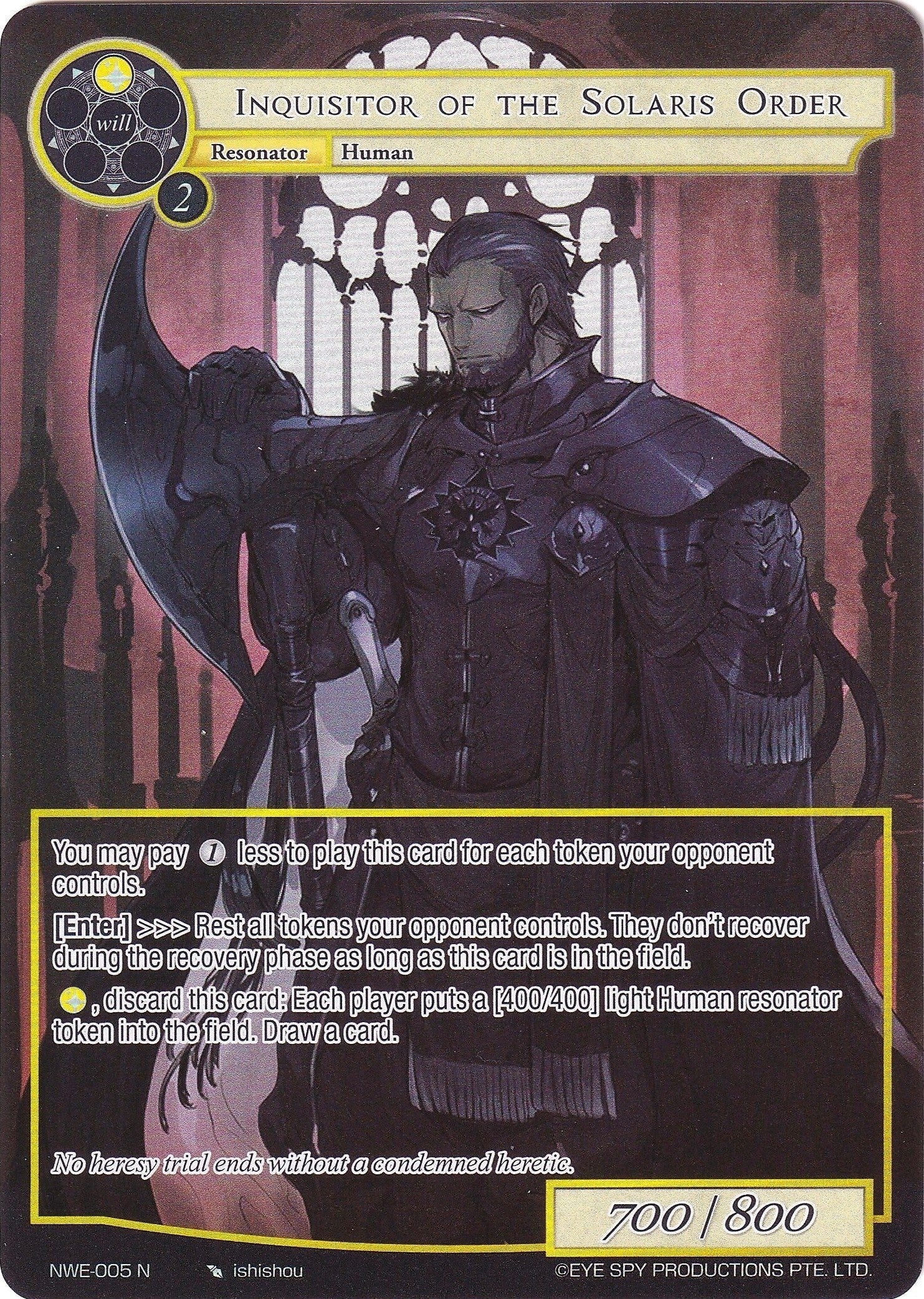 Image for Inquisitor of the Solaris Order (Full Art) (A New World Emerges) (NWE-005 N) - Force of Will