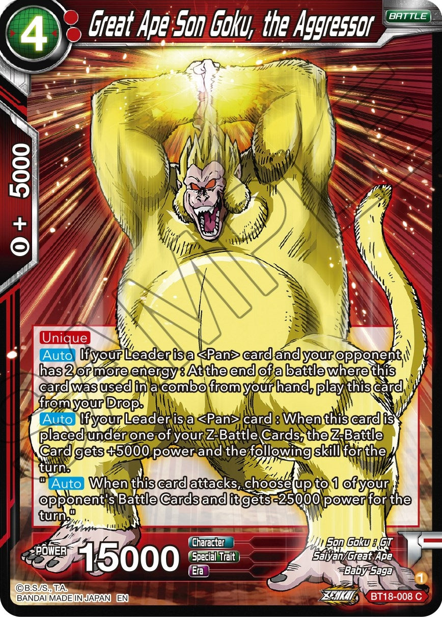 Image for Great Ape Son Goku, the Aggressor (Dawn of the Z-Legends) (BT18-008) - Dragon Ball Super: Masters
