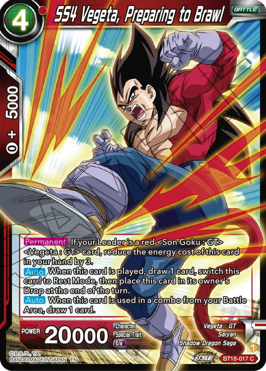 Image for SS4 Vegeta, Preparing to Brawl (Dawn of the Z-Legends) (BT18-017) - Dragon Ball Super: Masters