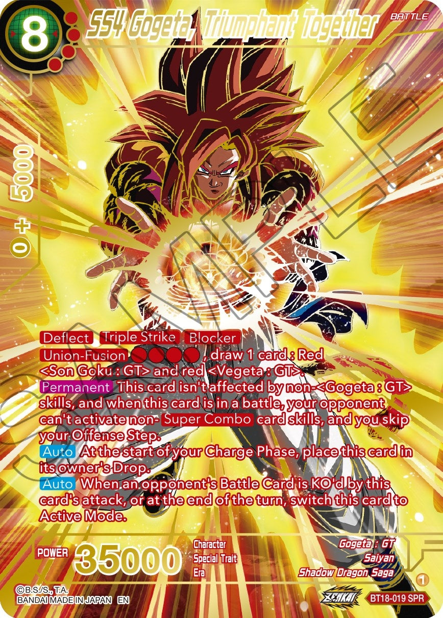 Image for SS4 Gogeta, Triumphant Together (SPR) (Dawn of the Z-Legends) (BT18-019) - Dragon Ball Super: Masters