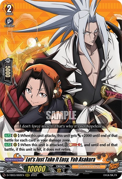 Image for Let's Just Take It Easy, Yoh Asakura (D-TB03: Shaman King) (D-TB03/002EN) - Cardfight Vanguard