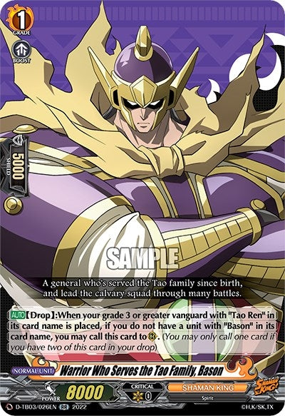 Image for Warrior Who Serves the Tao Family, Bason (D-TB03: Shaman King) (D-TB03/026EN) - Cardfight Vanguard