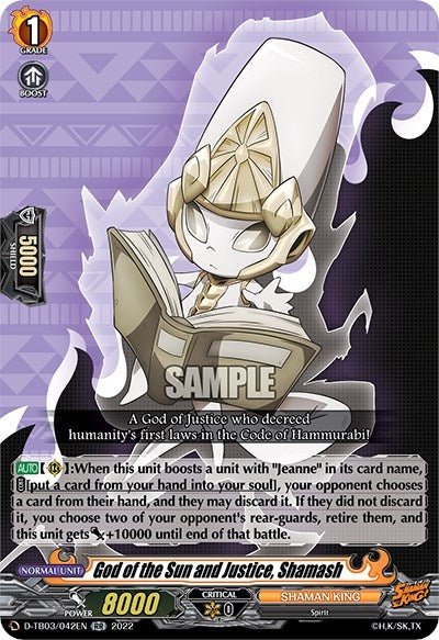 Image for God of the Sun and Justice, Shamash (D-TB03: Shaman King) (D-TB03/042EN) - Cardfight Vanguard