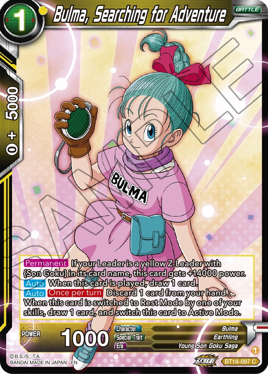 Image for Bulma, Searching for Adventure (Dawn of the Z-Legends) (BT18-097) - Dragon Ball Super: Masters