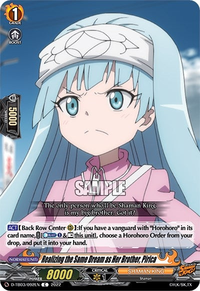 Image for Realizing the Same Dream as Her Brother, Pirica (D-TB03: Shaman King) (D-TB03/092EN) - Cardfight Vanguard