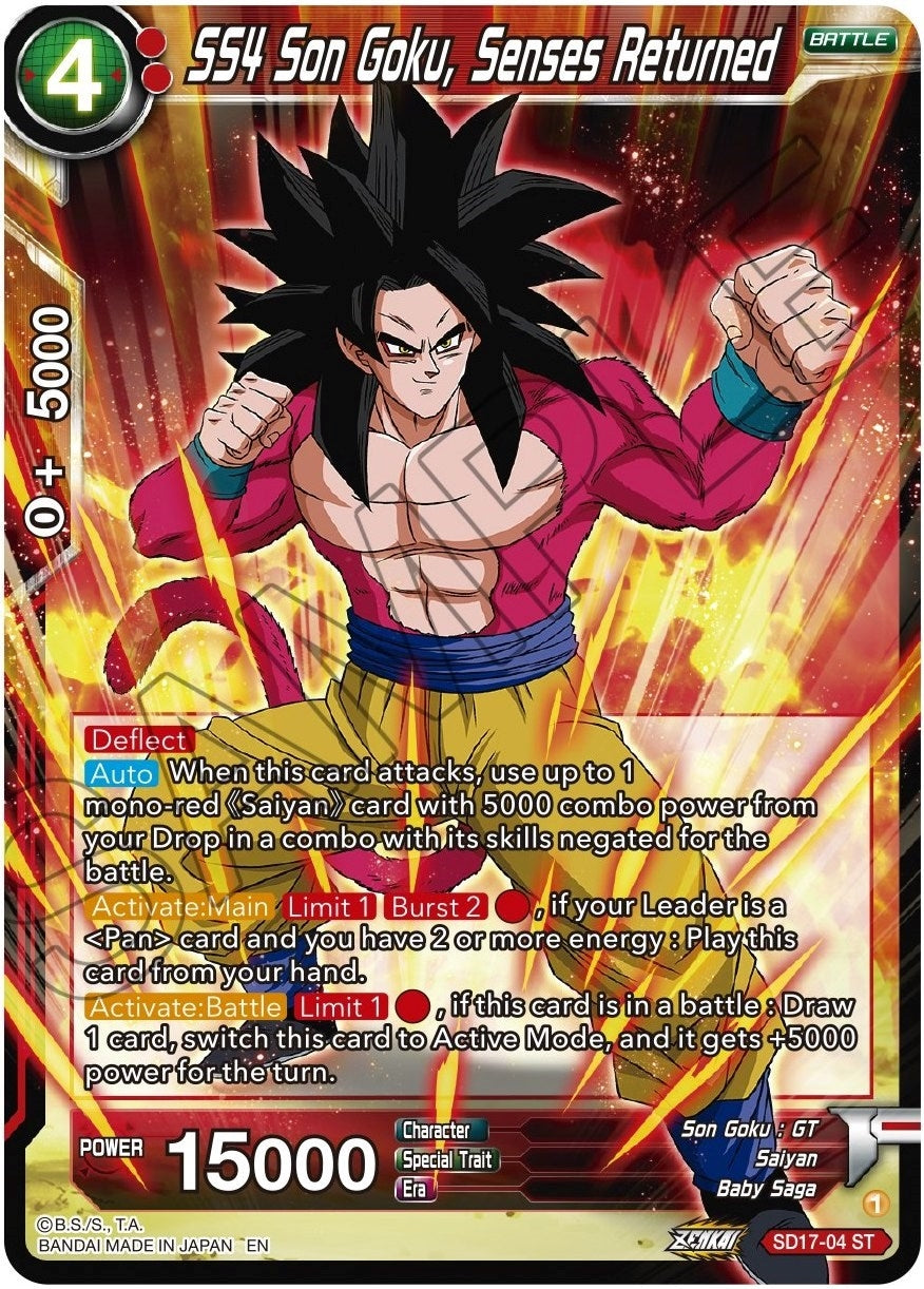 Image for SS4 Son Goku, Senses Returned (Dawn of the Z-Legends) (SD17-04) - Dragon Ball Super: Masters