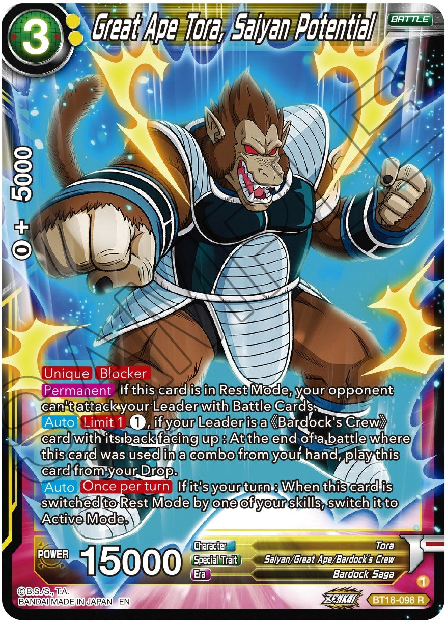 Image for Great Ape Tora, Saiyan Potential (Dawn of the Z-Legends) (BT18-098) - Dragon Ball Super: Masters
